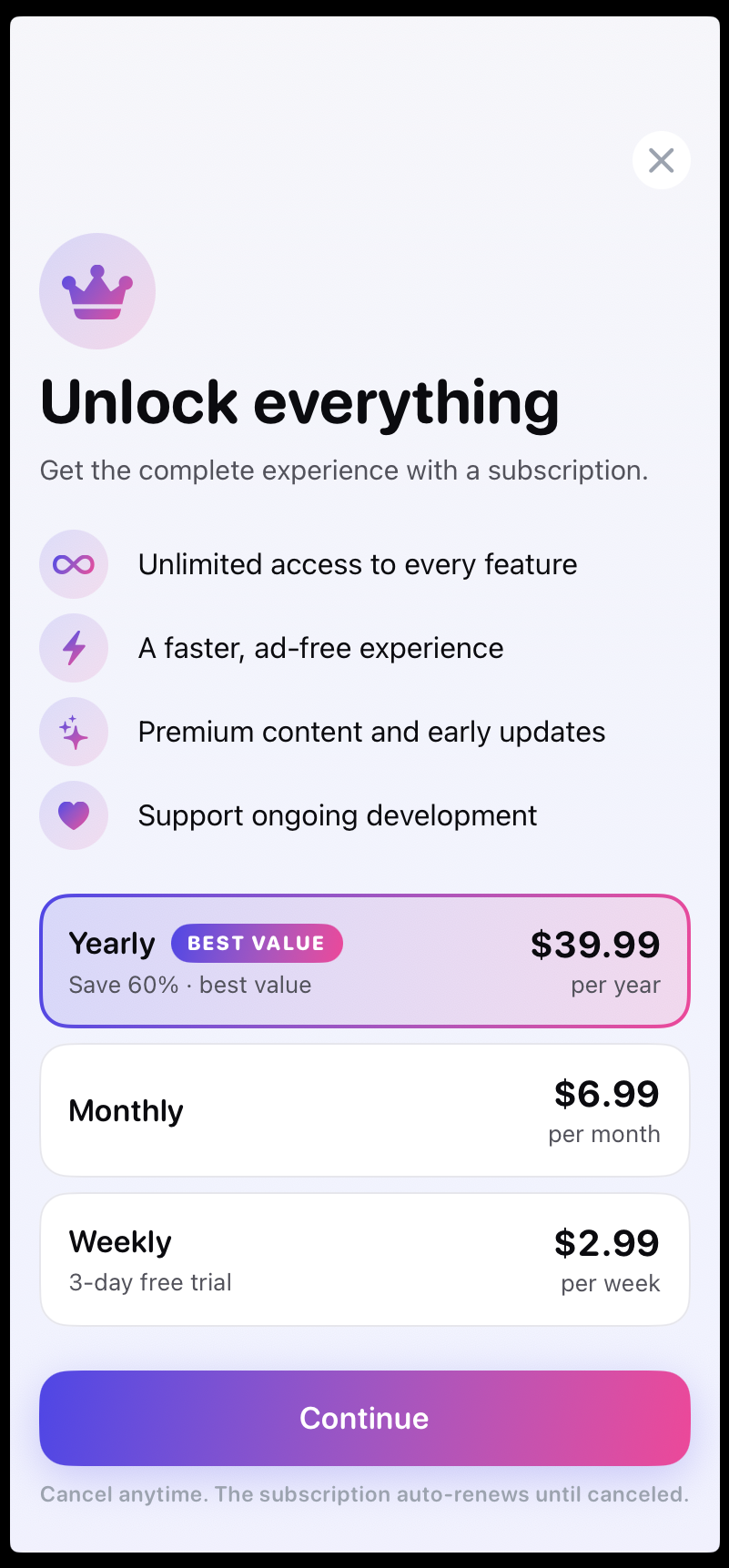 Feed Tracker — paywall / subscription